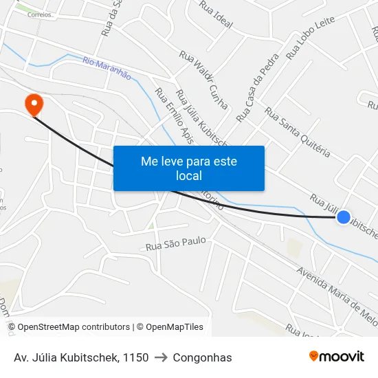 Av. Júlia Kubitschek, 1150 to Congonhas map