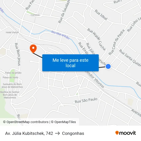 Av. Júlia Kubitschek, 742 to Congonhas map
