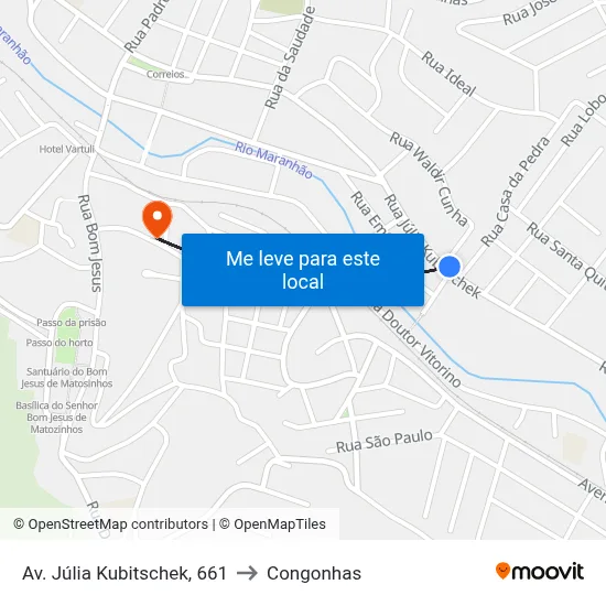 Av. Júlia Kubitschek, 661 to Congonhas map