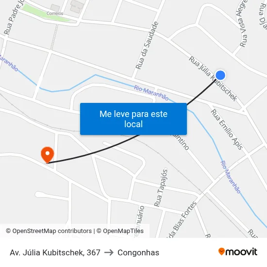 Av. Júlia Kubitschek, 367 to Congonhas map