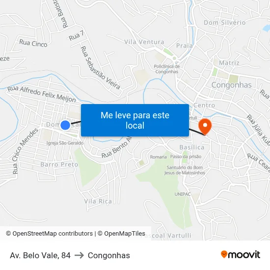 Av. Belo Vale, 84 to Congonhas map