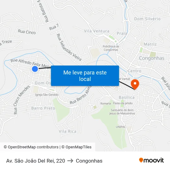 Av. São João Del Rei, 220 to Congonhas map