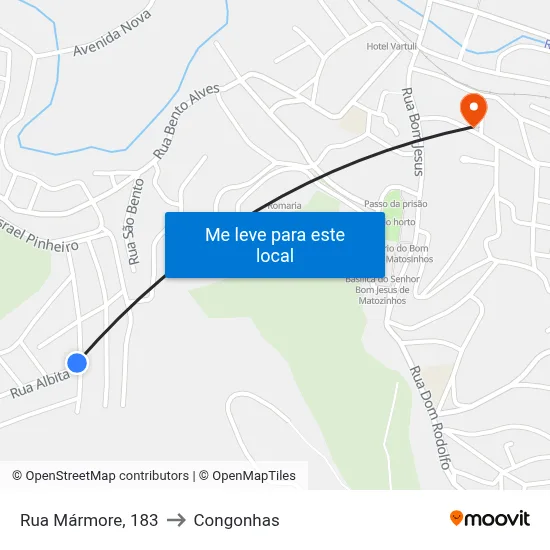 Rua Mármore, 183 to Congonhas map