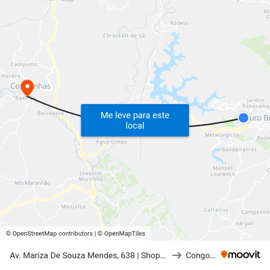 Av. Mariza De Souza Mendes, 638 | Shopping Ouro Branco to Congonhas map