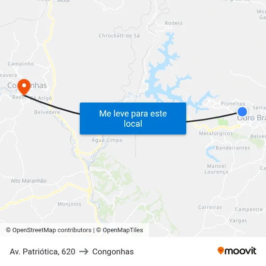 Av. Patriótica, 620 to Congonhas map