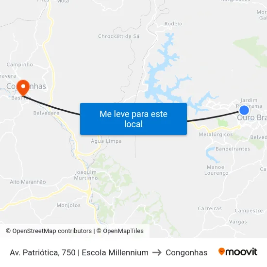 Av. Patriótica, 750 | Escola Millennium to Congonhas map