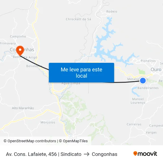 Av. Cons. Lafaiete, 456 | Sindicato to Congonhas map
