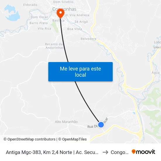Antiga Mgc-383, Km 2,4 Norte | Ac. Secundário À Mgc-383 to Congonhas map