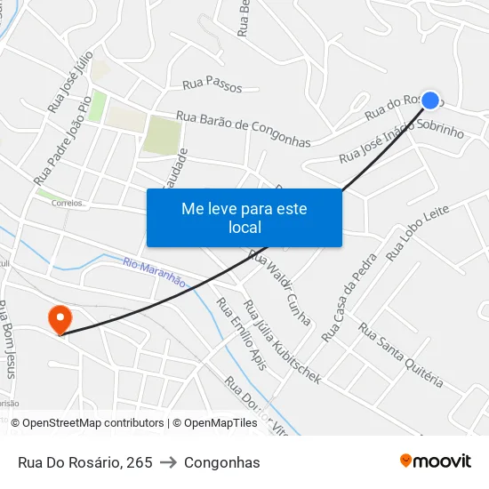 Rua Do Rosário, 265 to Congonhas map