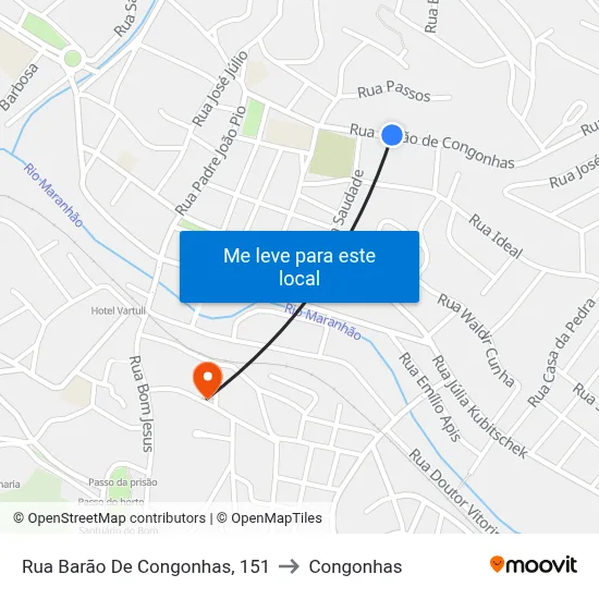 Rua Barão De Congonhas, 151 to Congonhas map