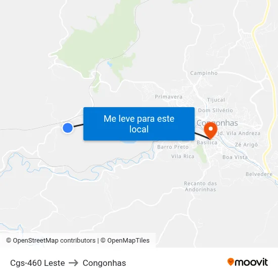 Cgs-460 Leste to Congonhas map