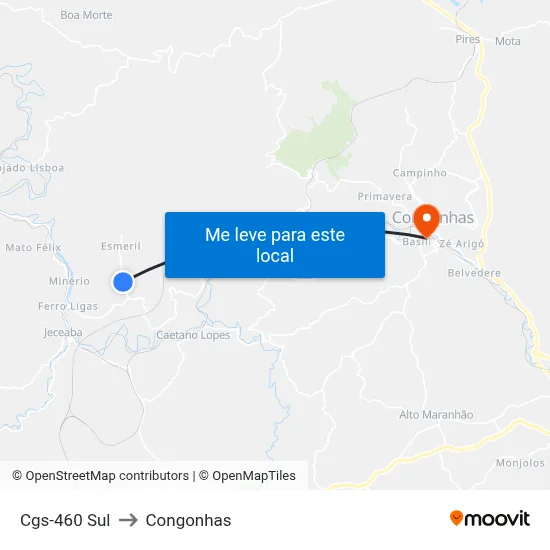 Cgs-460 Sul to Congonhas map