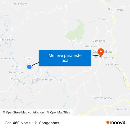 Cgs-460 Norte to Congonhas map