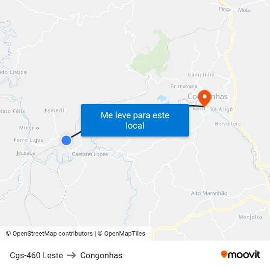 Cgs-460 Leste to Congonhas map