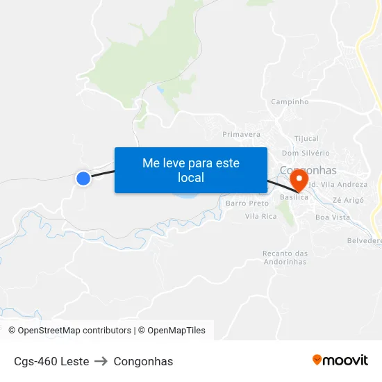 Cgs-460 Leste to Congonhas map