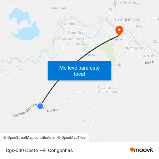 Cgs-030 Oeste to Congonhas map