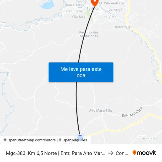 Mgc-383, Km 6,5 Norte | Entr. Para Alto Maranhão/Traçado Antigo Da Mgc-383 to Congonhas map