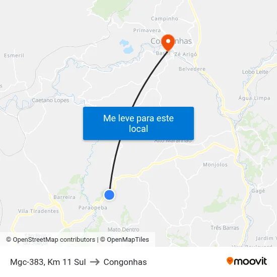 Mgc-383, Km 11 Sul to Congonhas map