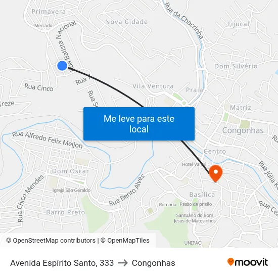 Avenida Espírito Santo, 333 to Congonhas map