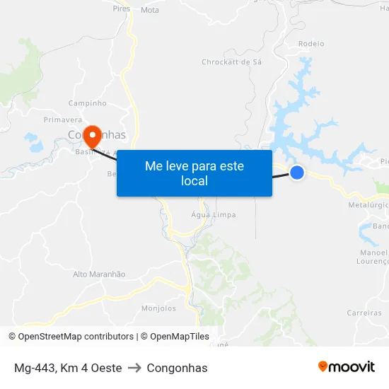 Mg-443, Km 4 Oeste to Congonhas map