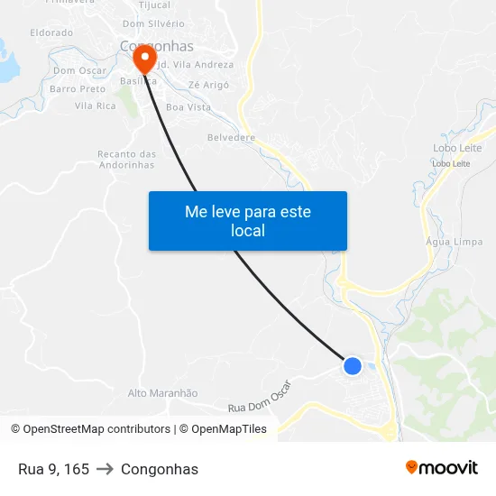 Rua 9, 165 to Congonhas map