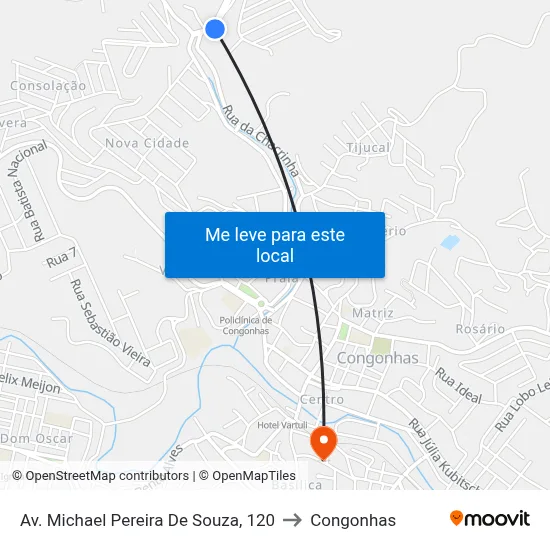Av. Michael Pereira De Souza, 120 to Congonhas map