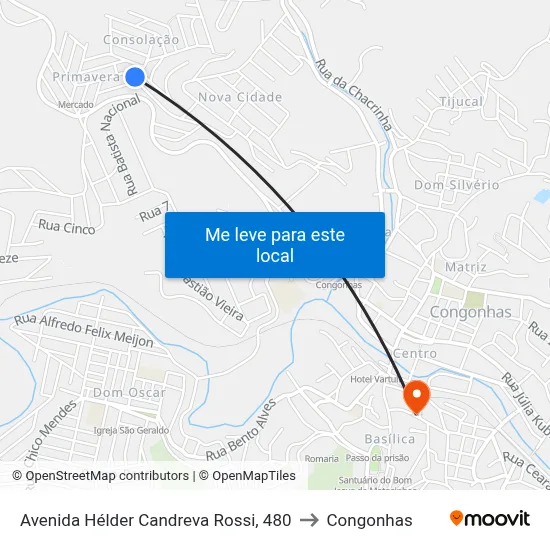 Avenida Hélder Candreva Rossi, 480 to Congonhas map