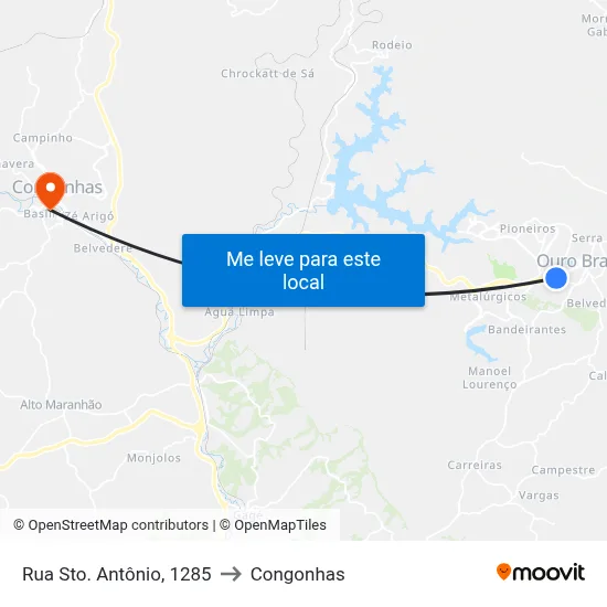 Rua Sto. Antônio, 1285 to Congonhas map