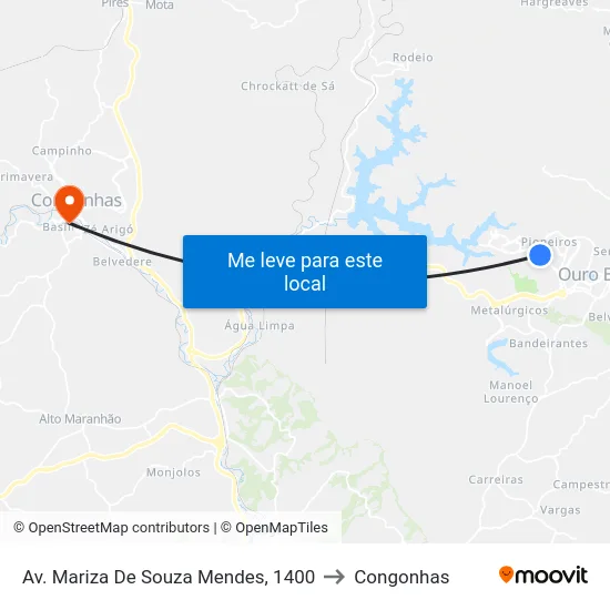 Av. Mariza De Souza Mendes, 1400 to Congonhas map