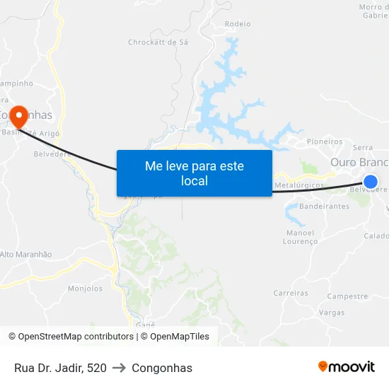 Rua Dr. Jadir, 520 to Congonhas map