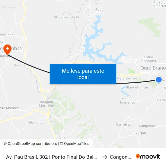 Av. Pau Brasil, 302 | Ponto Final Do Belvedere to Congonhas map