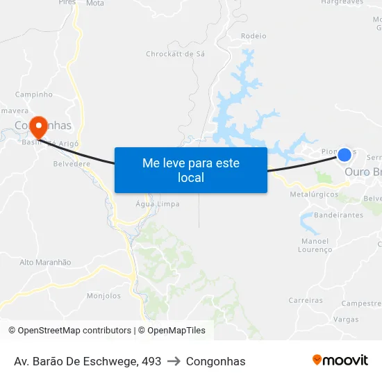 Av. Barão De Eschwege, 493 to Congonhas map
