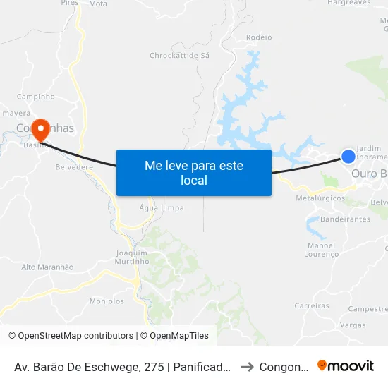 Av. Barão De Eschwege, 275 | Panificadora Diniz to Congonhas map