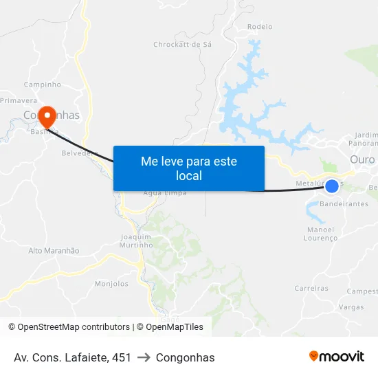 Av. Cons. Lafaiete, 451 to Congonhas map