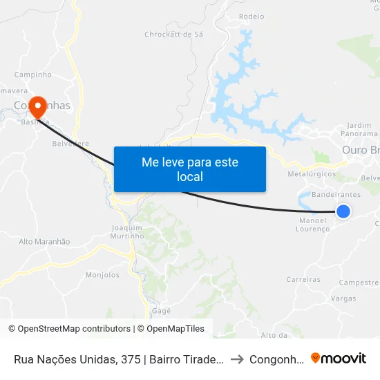 Rua Nações Unidas, 375 | Bairro Tiradentes to Congonhas map