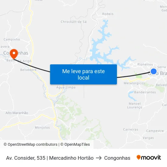 Av. Consider, 535 | Mercadinho Hortão to Congonhas map