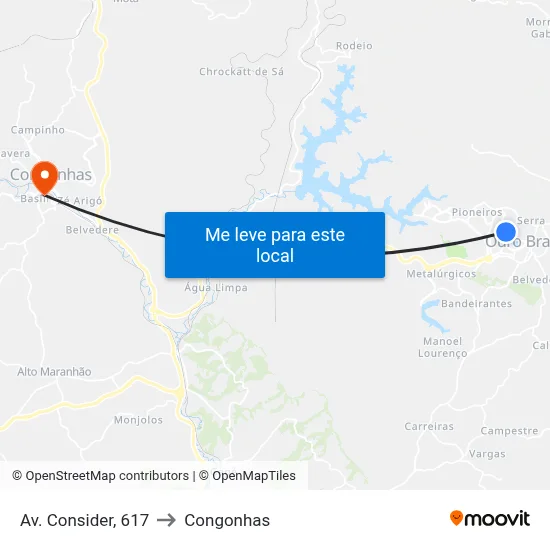 Av. Consider, 617 to Congonhas map