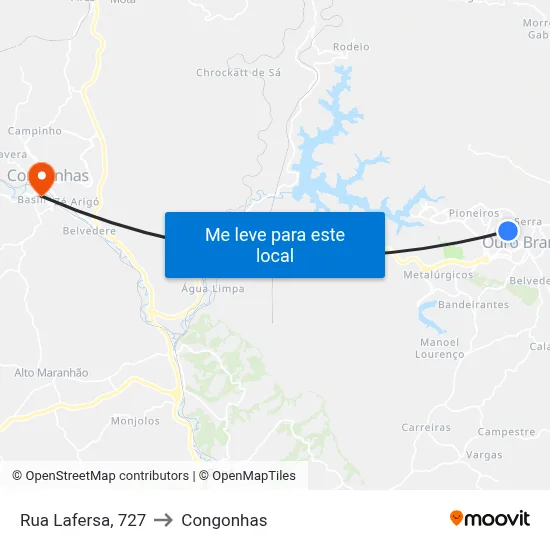 Rua Lafersa, 727 to Congonhas map