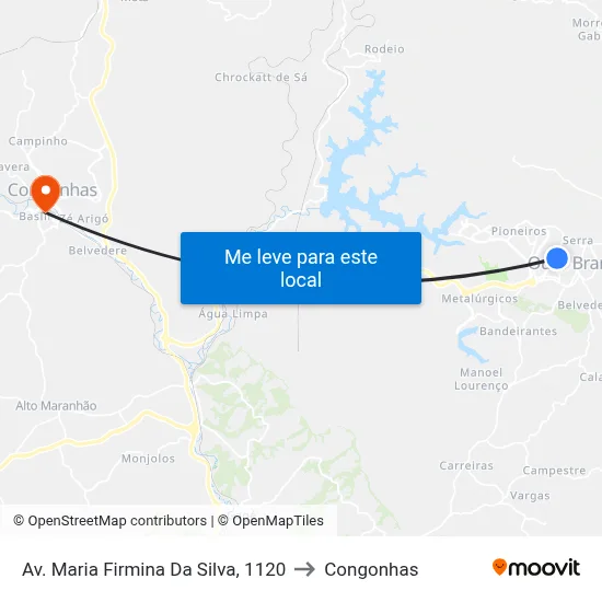 Av. Maria Firmina Da Silva, 1120 to Congonhas map