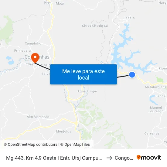 Mg-443, Km 4,9 Oeste | Entr. Ufsj Campus Alto Paraopeba to Congonhas map