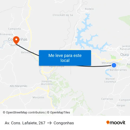 Av. Cons. Lafaiete, 267 to Congonhas map