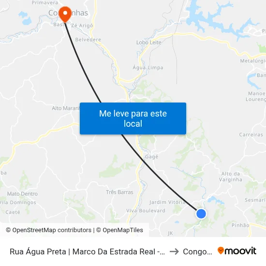 Rua Água Preta | Marco Da Estrada Real - Sentido Lafaiete to Congonhas map