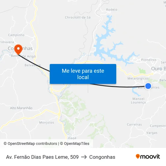 Av. Fernão Dias Paes Leme, 509 to Congonhas map