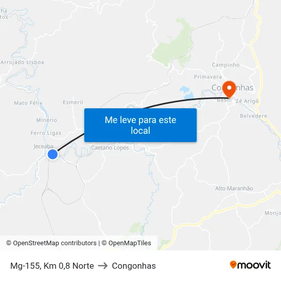 Mg-155, Km 0,8 Norte to Congonhas map