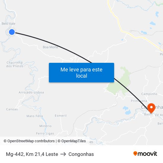 Mg-442, Km 21,4 Leste to Congonhas map