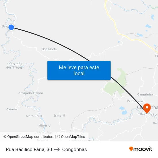 Rua Basílico Faria, 30 to Congonhas map