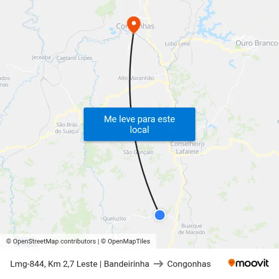 Lmg-844, Km 2,7 Leste | Bandeirinha to Congonhas map