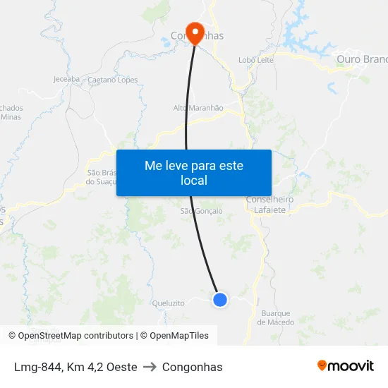 Lmg-844, Km 4,2 Oeste to Congonhas map