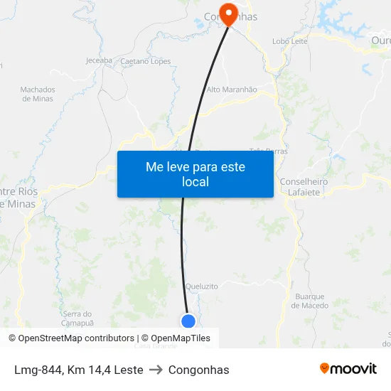 Lmg-844, Km 14,4 Leste to Congonhas map