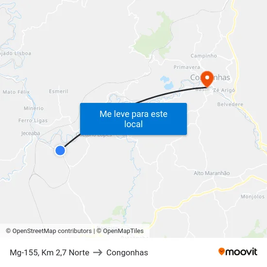 Mg-155, Km 2,7 Norte to Congonhas map